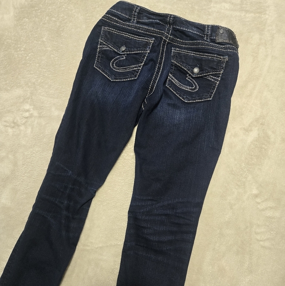 Silver Suki Mid Super Skinny Jeans Women's Deep Indigo Sz 31x31 Western Bohemian - Picture 3 of 10